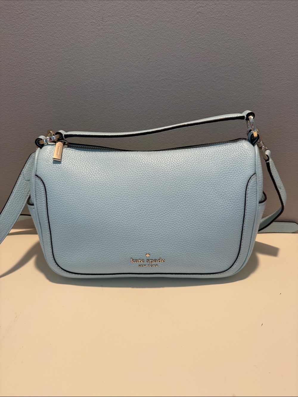 kate spade Light Blue Pebbled Leather Shoulder Bag